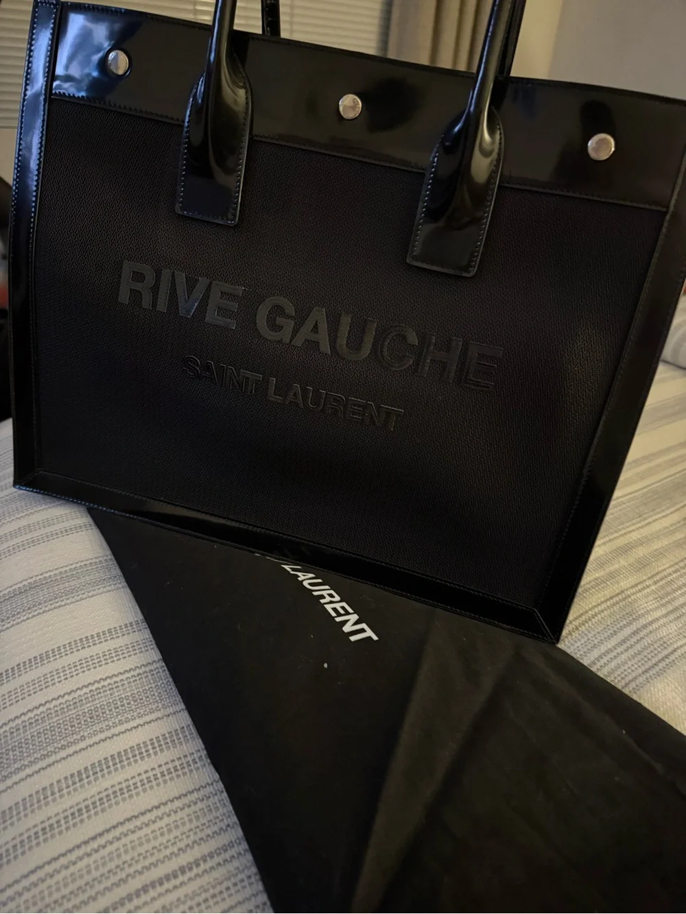 Saint Laurent Black Rive Gauche Tote